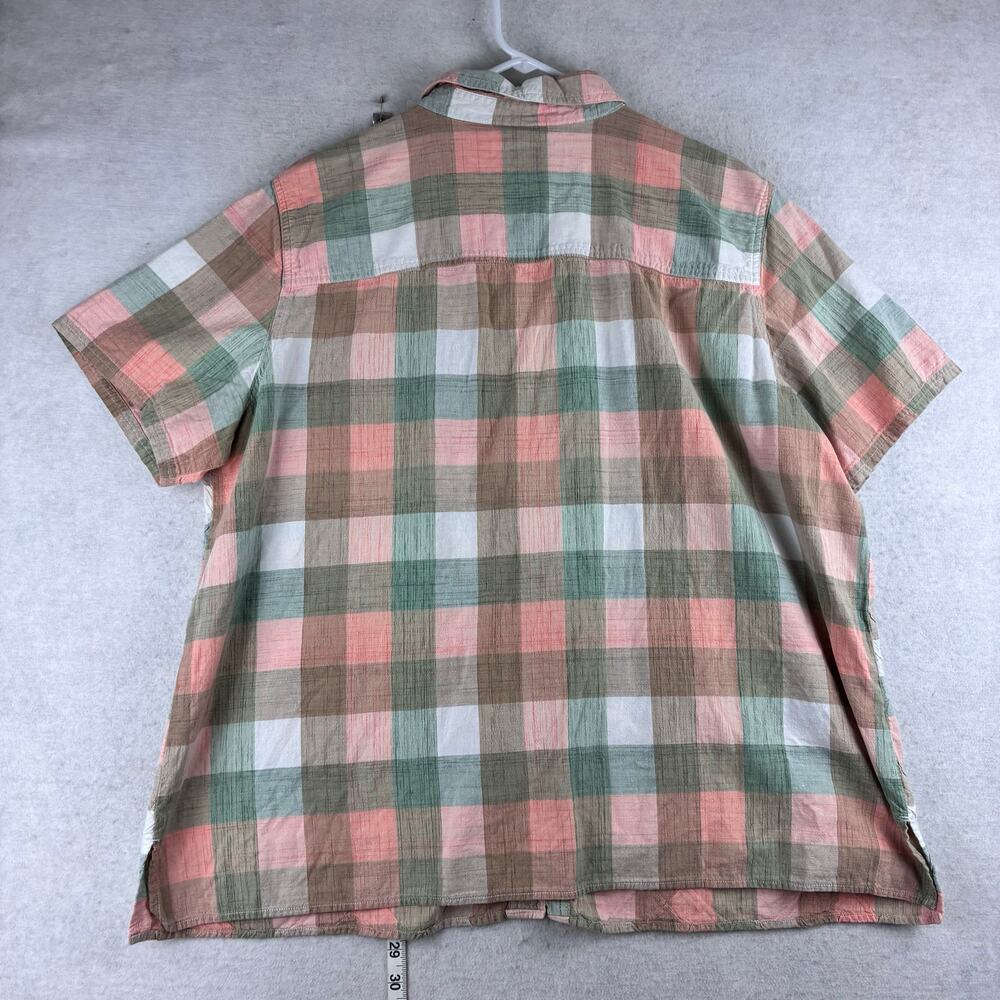 Classic Elements Short Sleeve Button Up Blouse Women's 22W Quilted Lattice Plaid - Picture 2 of 10